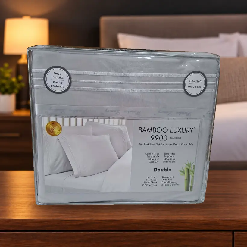 Ensemble de draps Bamboo Luxury 9900 — Double — gris clair