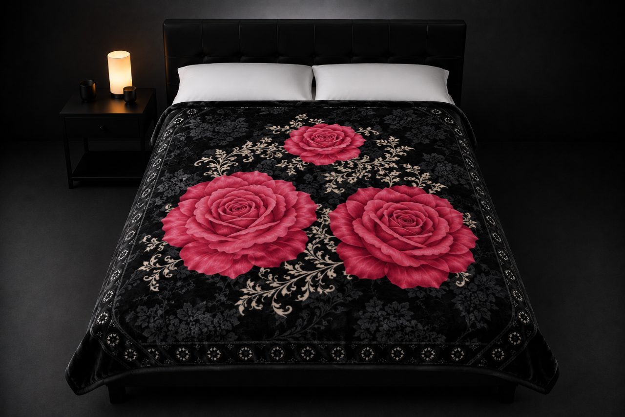 Couverture réversible - Roses
