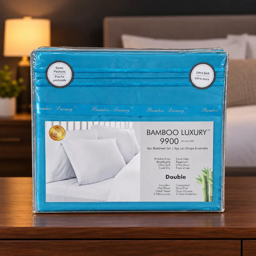 Ensemble de draps Bamboo Luxury 9900 — Double — cyan