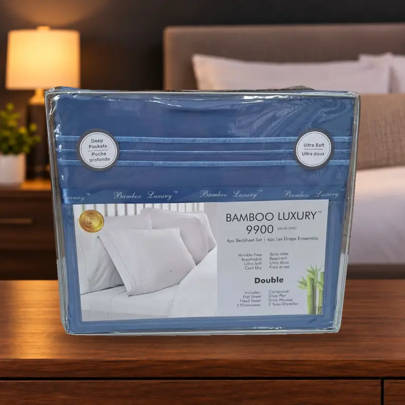 Ensemble de draps Bamboo Luxury 9900 — Double — bleu moyen