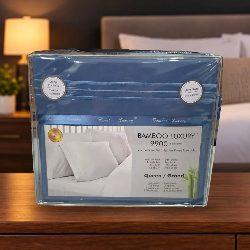 Ensemble de draps Bamboo Luxury 9900 — Queen — bleu moyen