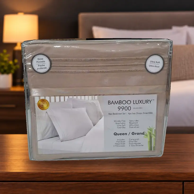 Ensemble de draps Bamboo Luxury 9900 — Queen — brun pâle