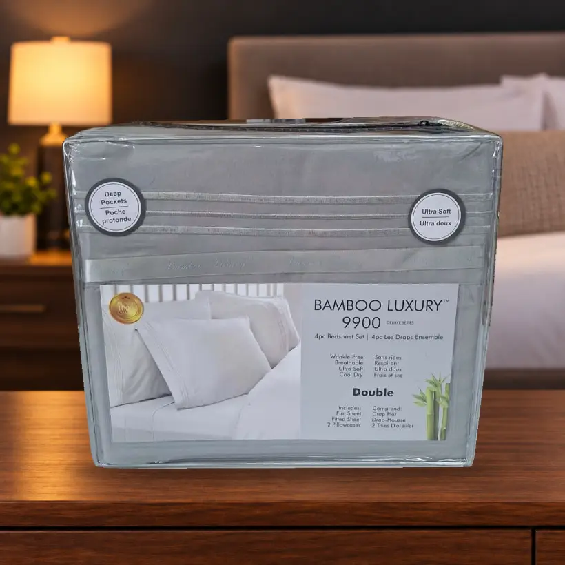Ensemble de draps Bamboo Luxury 9900 — Double — gris-vert