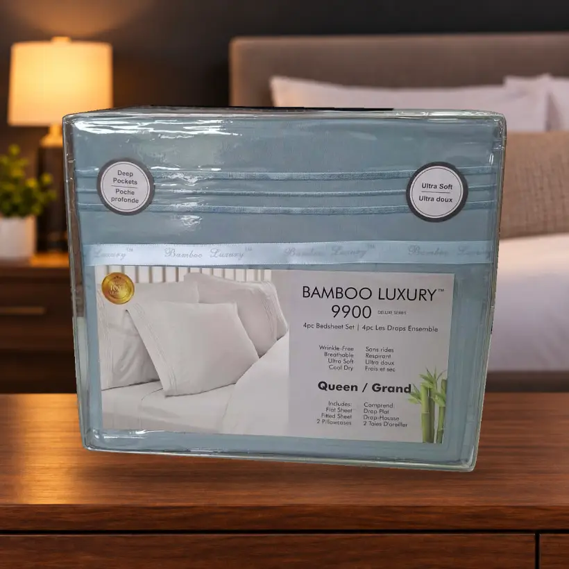Ensemble de draps Bamboo Luxury 9900 — Queen — bleu