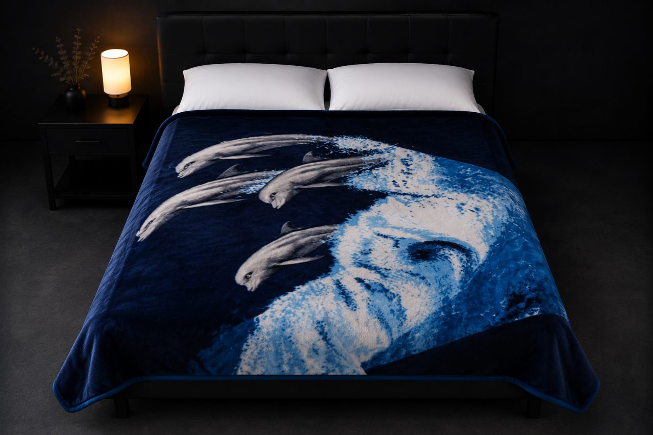Vue 2 de Couverture réversible - Aigle & Dauphins