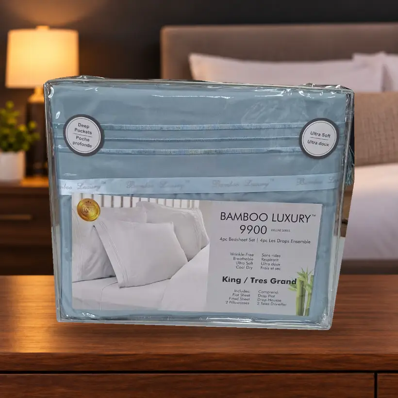 Ensemble de draps Bamboo Luxury 9900 — King — bleu clair