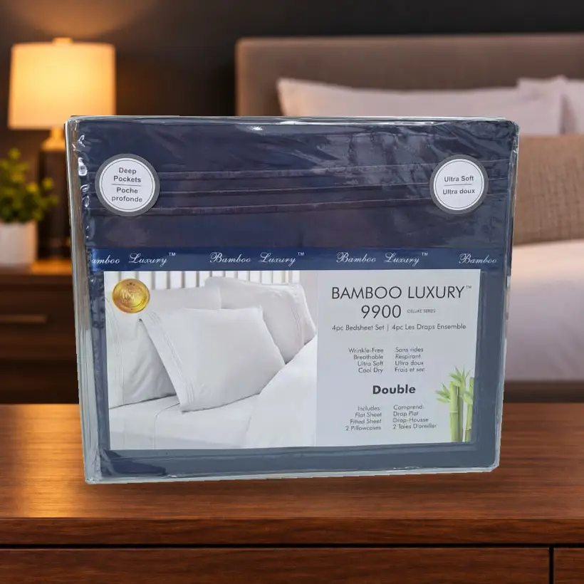 Ensemble de draps Bamboo Luxury 9900 — Double — bleu marine